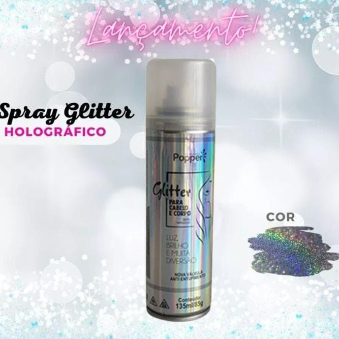 Spray Glitter Popper Holográfico para Cabelos, Corpo e Roupa Alta Fixação Perfeito Cheiroso 98618-HW