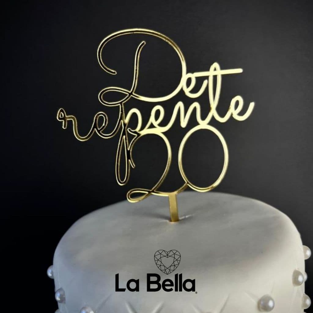 Topo de bolo 20 Anos festa aniversário De Repente 20 - acrílico espelhado luxo