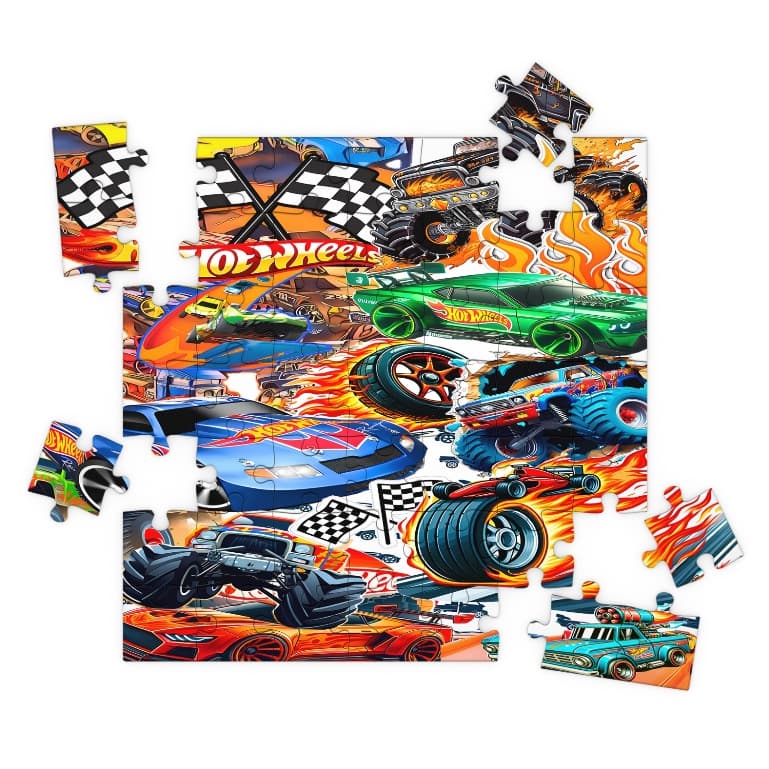 Quebra-Cabeça MDF HotWheels 49 Peças Vários Modelos Mega Oferta!