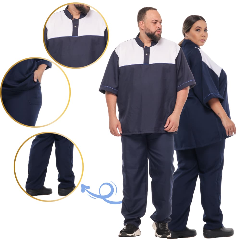 Conjunto Limpeza Unissex Uniforme Plus Size Serviços Gerais Trabalho Limpeza
