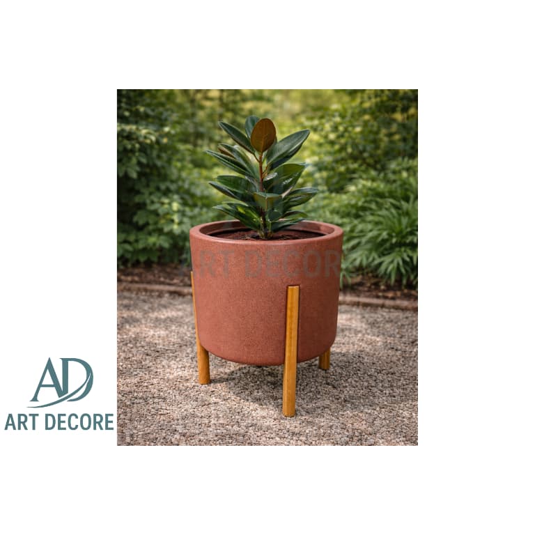 Vaso para Plantas com Pé de Madeira