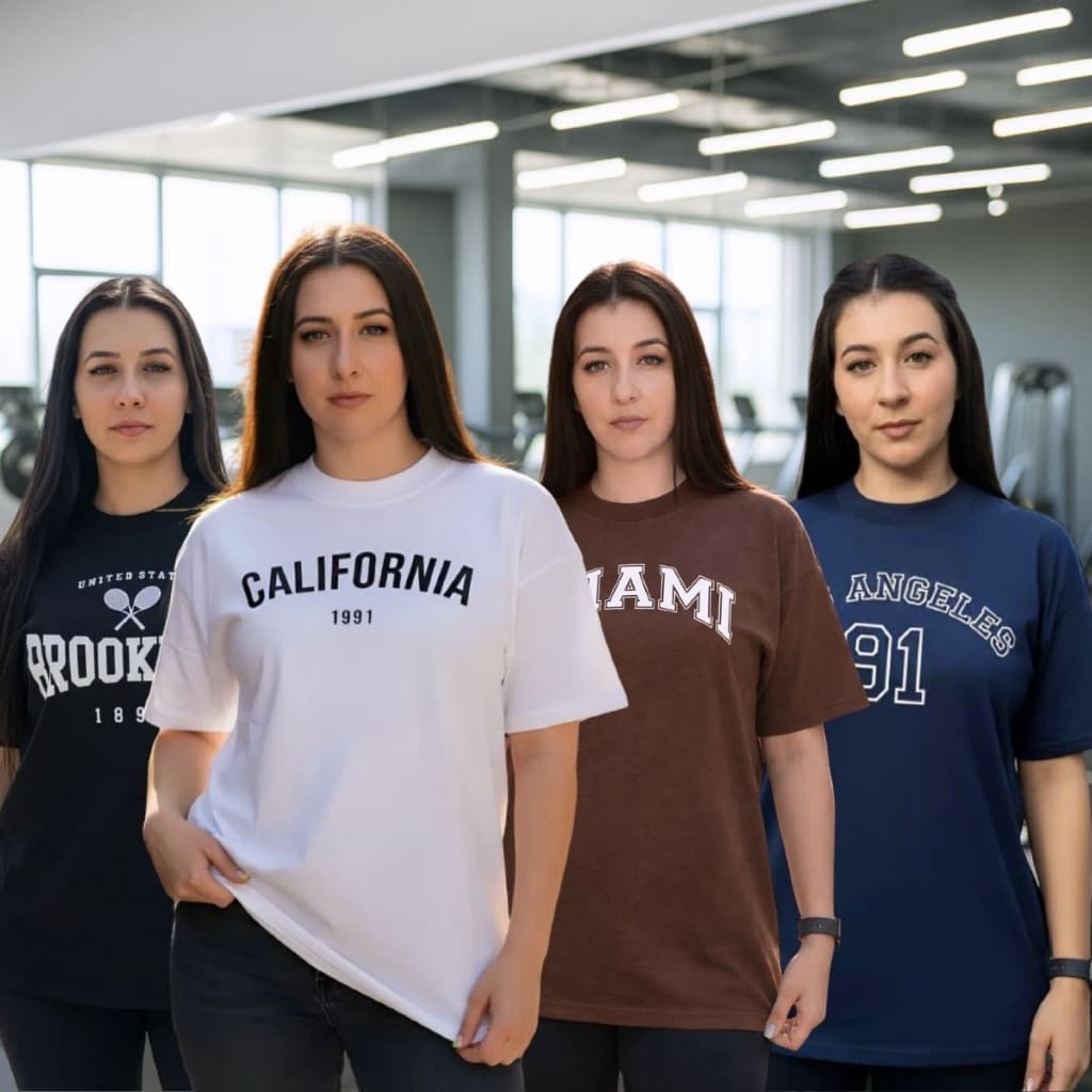 Kit 4 Camiseta Oversized Feminina Blusão Camisetão Academia
