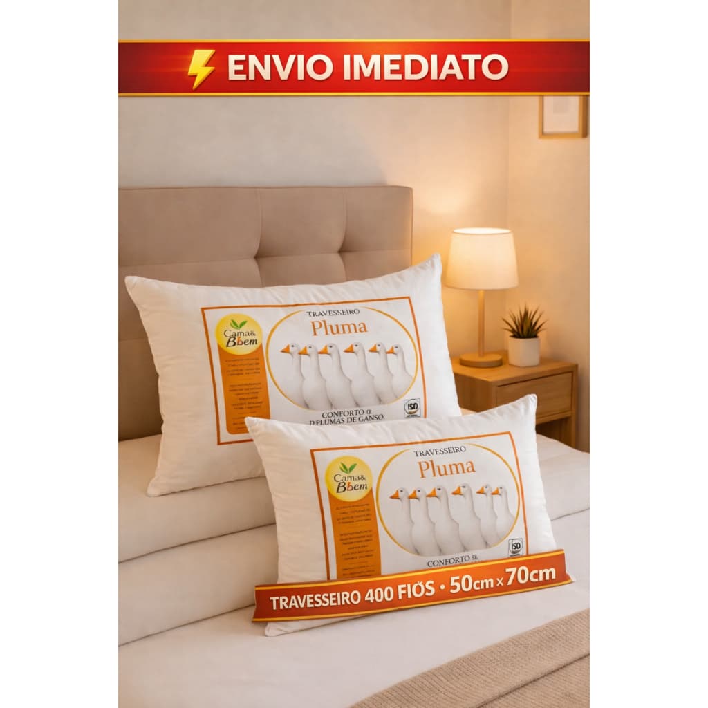 Kit 4 Travesseiros Percal 400 Fios 50x70 Super Macio Confortável Antialérgico Fibra Microfibra Hotel Luxo Dormir Melhor