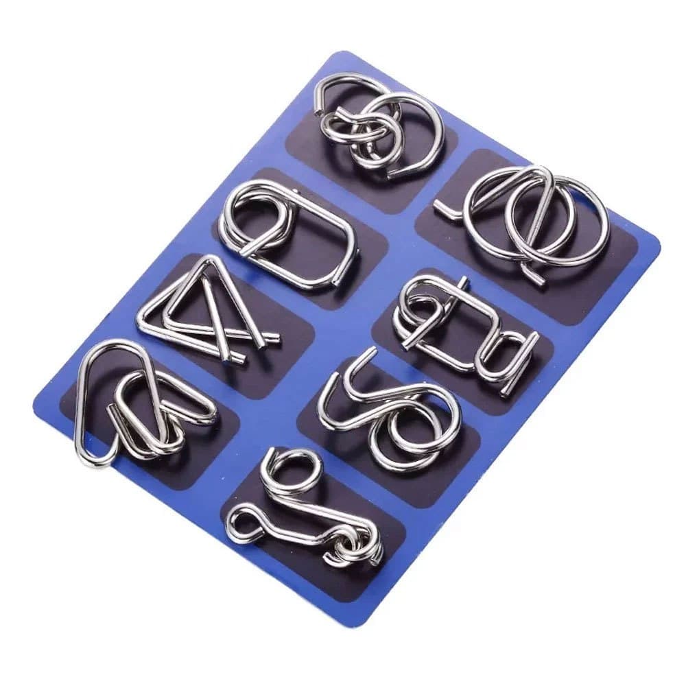 Kit 8 Quebra Cabeça 3d Enigma Metal Puzzle Game Desafio