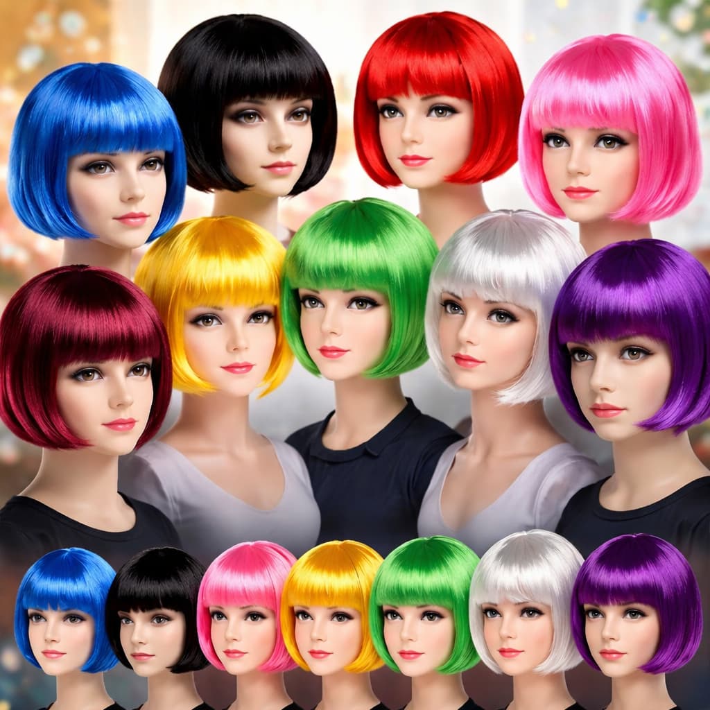 Peruca Curta De Cabelo Sintético Colorida  Festa, Cosplay, Fantasia, Carnaval, Cabelo Maluco