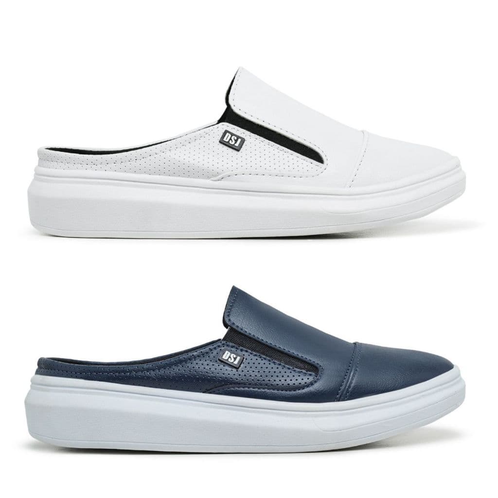 Kit 2 Par Mule Masculino Sola Alta Slip On Sapato casual Mocassim