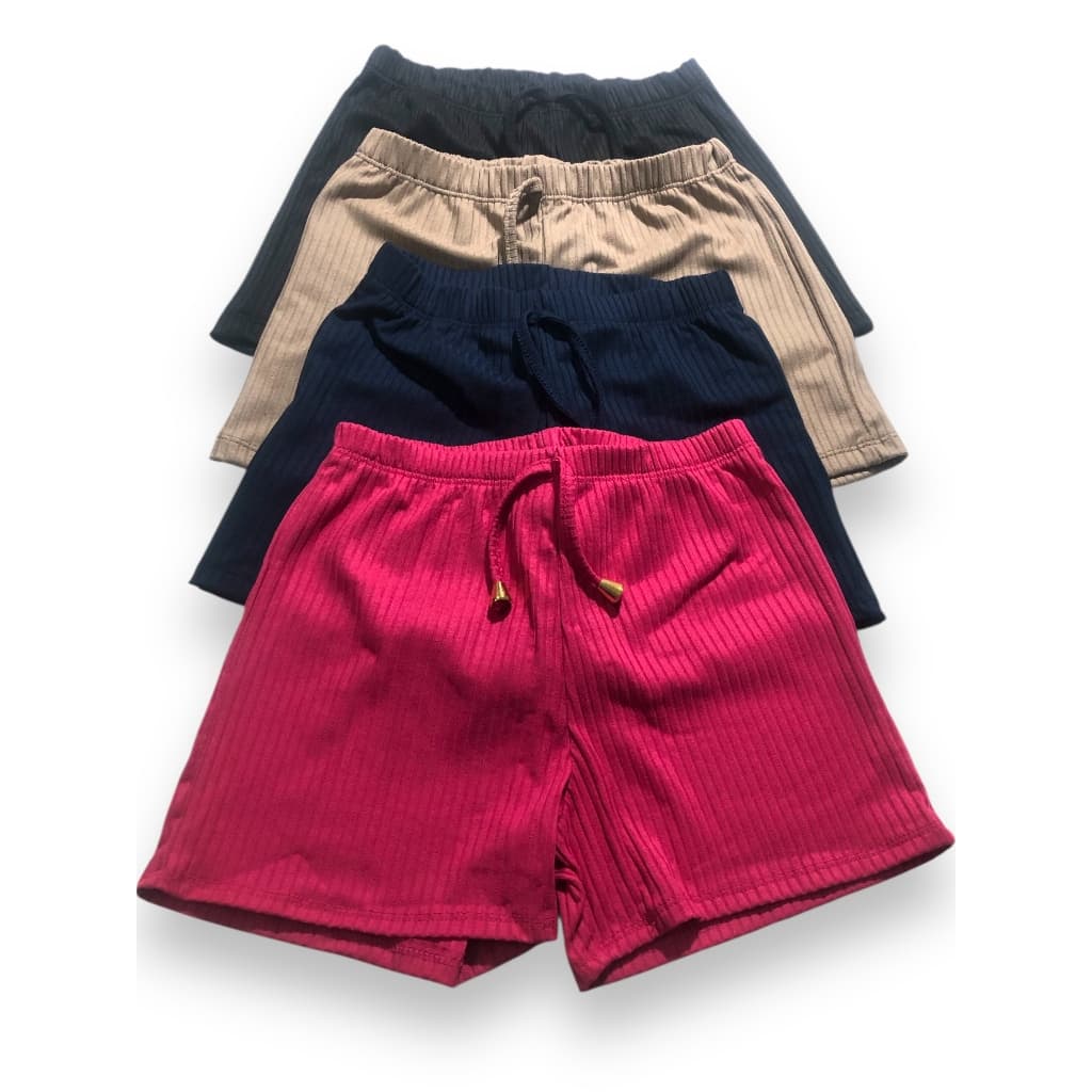 kit 4 Short Feminino Canelado Básico Para Seu Dia a Dia - Tamanhos P ao G2