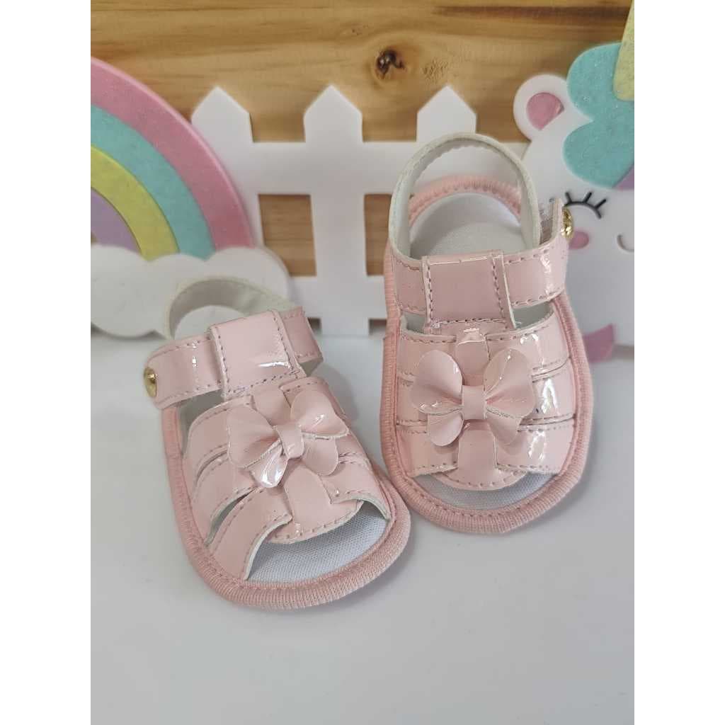 Sandália Para Menina  Luxo 0 a 12 Meses, Mini  Rosa Verniz