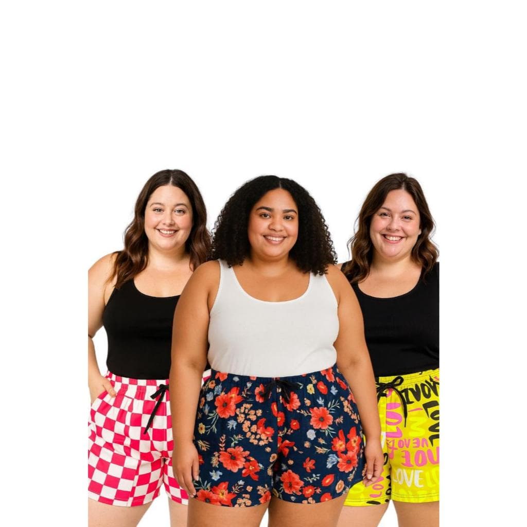 Combo 3, 4 e 5 Shortinho Plus Size Malha Leve Casual Ideal Para o Dia A Dia Super Confortável - OFERTA IMPERDIVEL