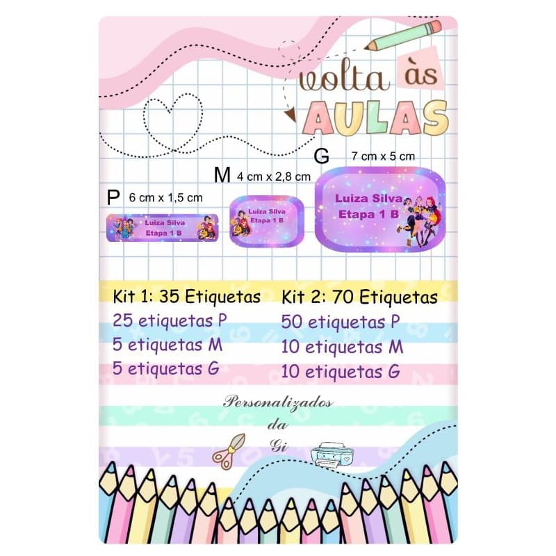 Etiquetas Escolares Guerreiras do K- Pop - Etiquetas para lápis/ material escolar / voltas as aulas.
