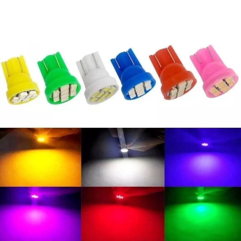 10 x Leds Lâmpada T10 8 leds Automotiva carro pingo w5w super LED 12v placa teto farolete