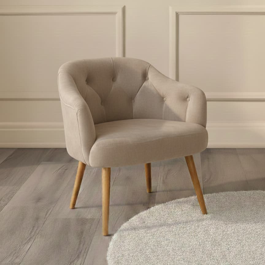 Poltrona Rubi Decorativa Veludo Detalhe Capitonê e Pés em Madeira Sala Estar Quarto Recepção - AV