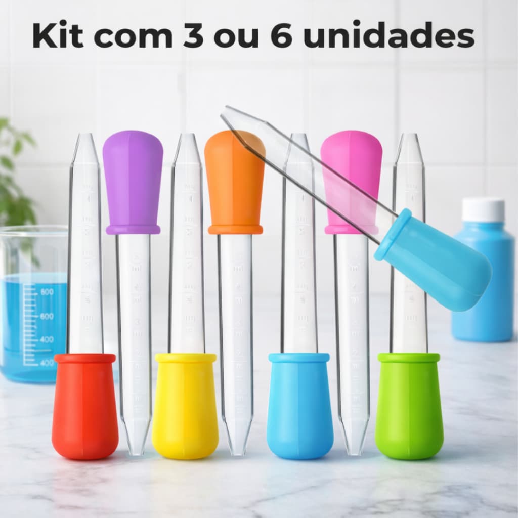 Conta gotas Pipeta de plástico pedagógica Educativa Atividades Coordenação motora Fina artesanato5ml