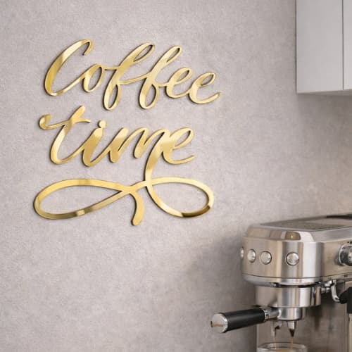 Placa Decorativa: Cantinho do Café/Coffeetime em acrilico espelhado 2mm