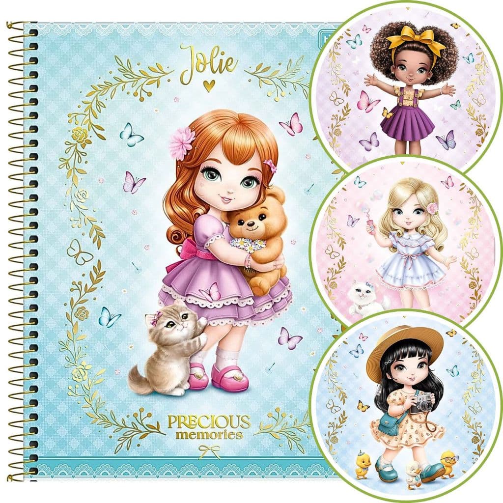 Caderno Capa Dura Universitário 1 Matéria Jolie  200mm x 275mm 80 Folhas Tilibra