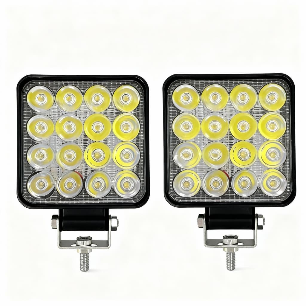 Kit 2 Farol De Milha Quadrado Mini 48w 9/36v Power Universal