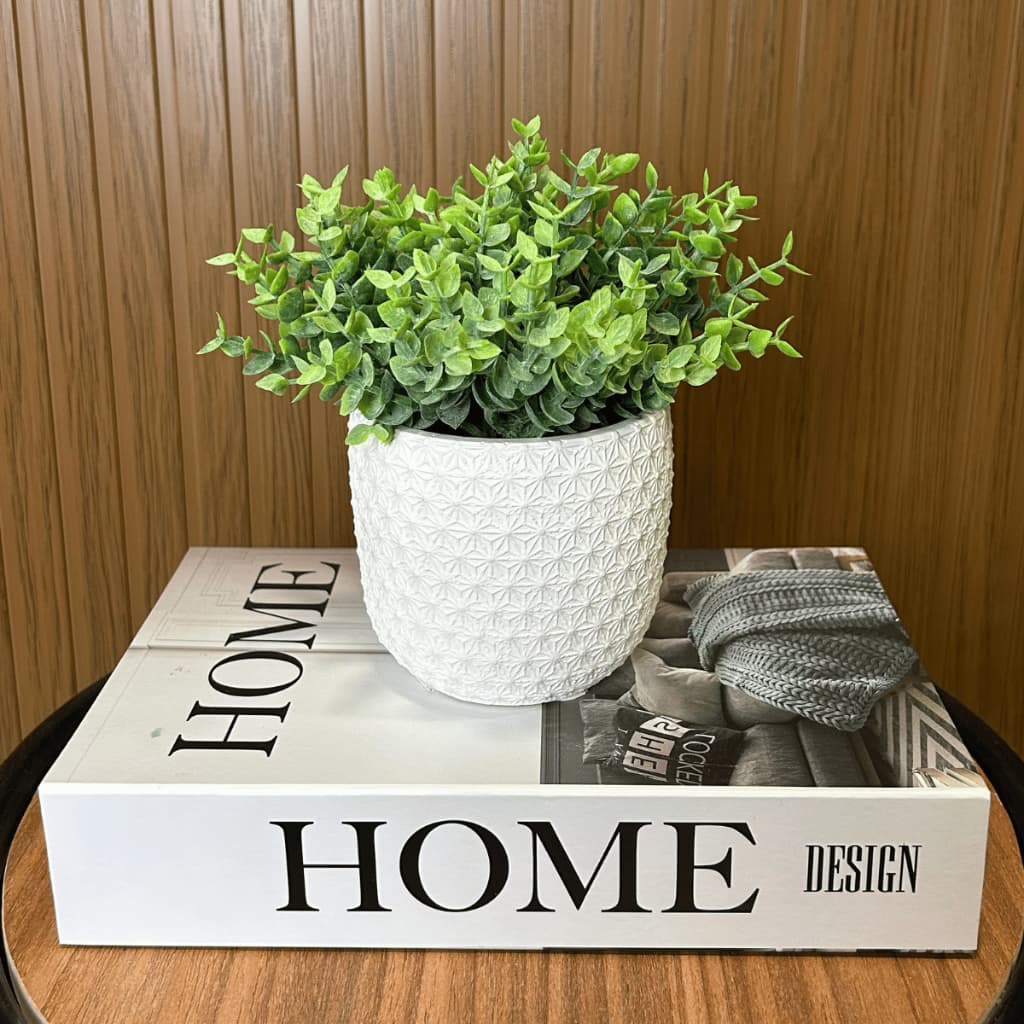 Vaso de Planta Eucalipto Realista Montado Artificial Arranjo Verdinho Decorativo Estante Aparador