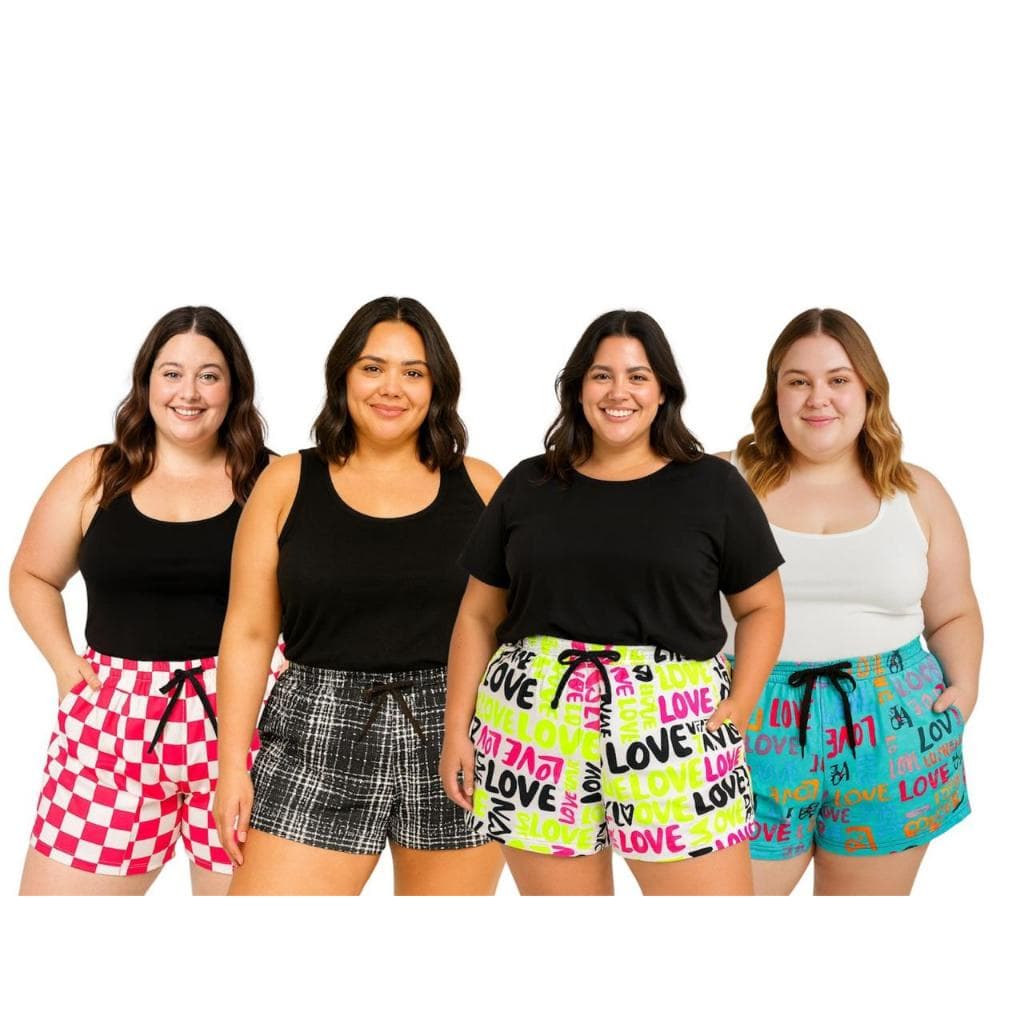 Kit Shortinho Plus Size Malha Leve Casual Ideal Para o Dia A Dia Do Cores Aleatórias - PREÇO DE FÁBRICA