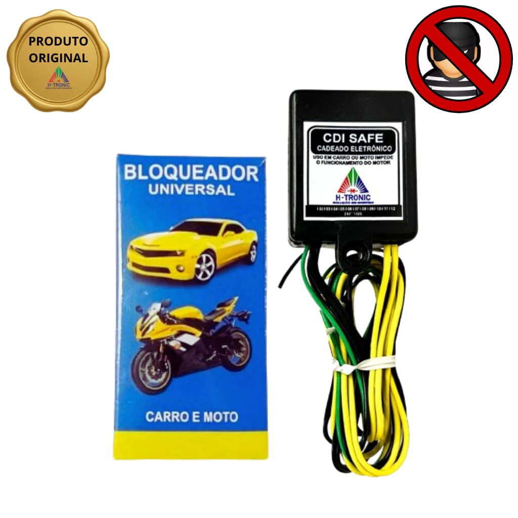 Kit 2 Bloqueador Antifurto com Botão Secreto para Carro e Moto Corta Combustível Ignição Cadeado Eletrônico