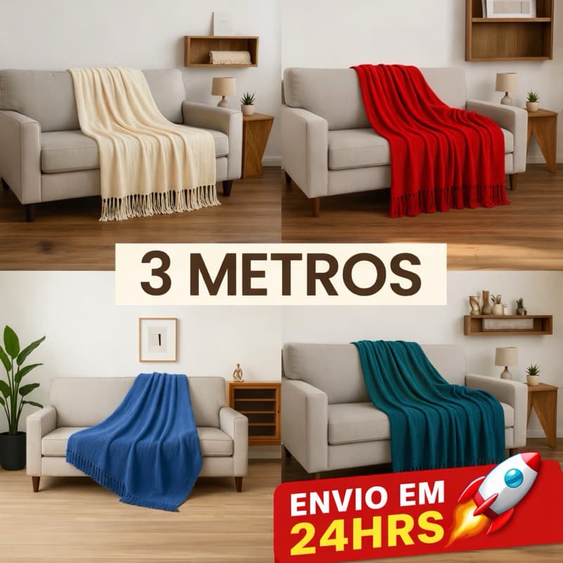 Manta 3M para Sofá King Gigante 100% Algodão 3,00 x 1,80 Protetor Decoração