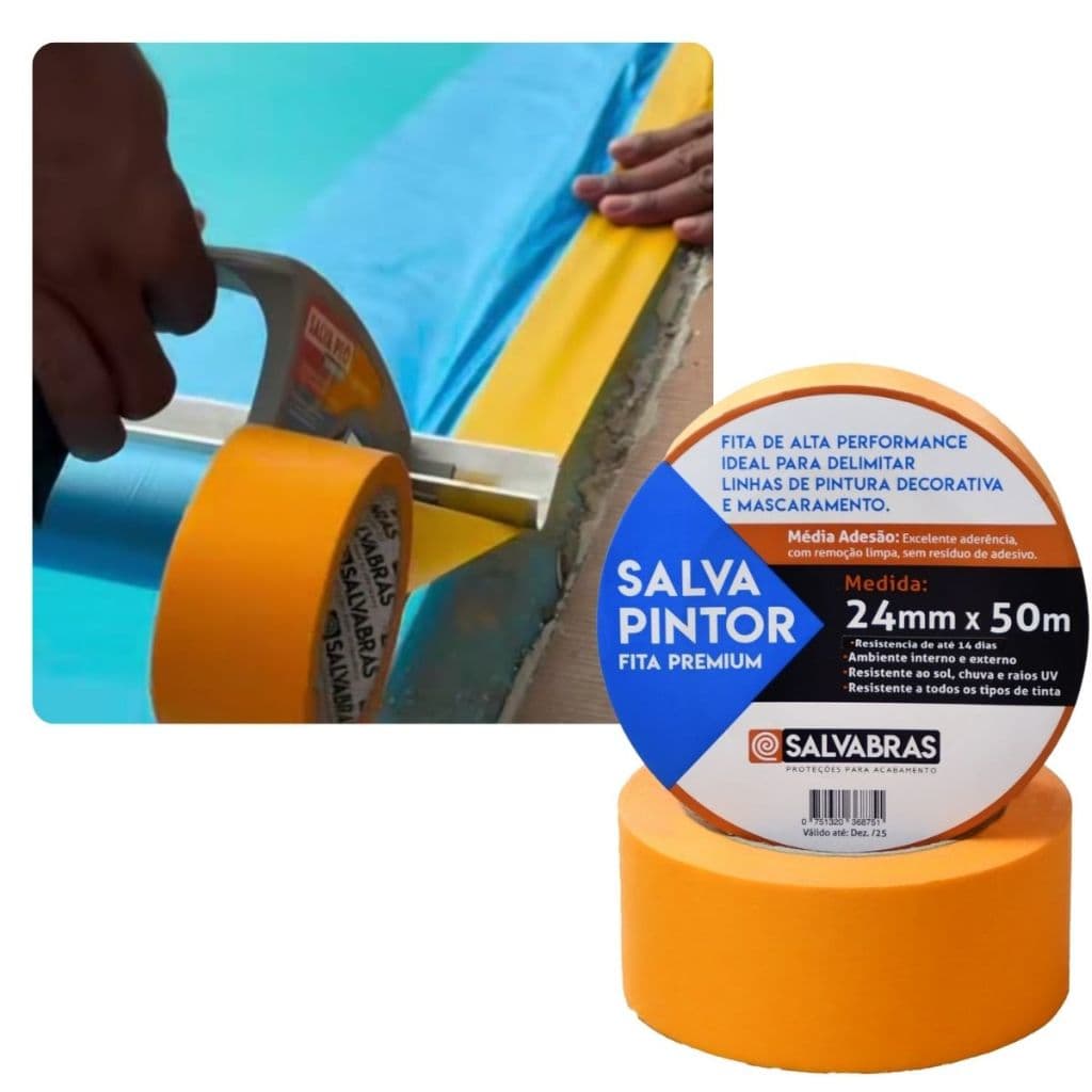 Fita Laranja Alta Performance 24mm Pintura Imobiliária E Obra