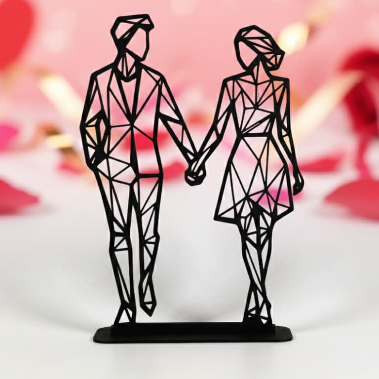 Escultura Casal Minimalista 18cm - Presente Criativo Dia dos Namorados e Aniversário de Casamento