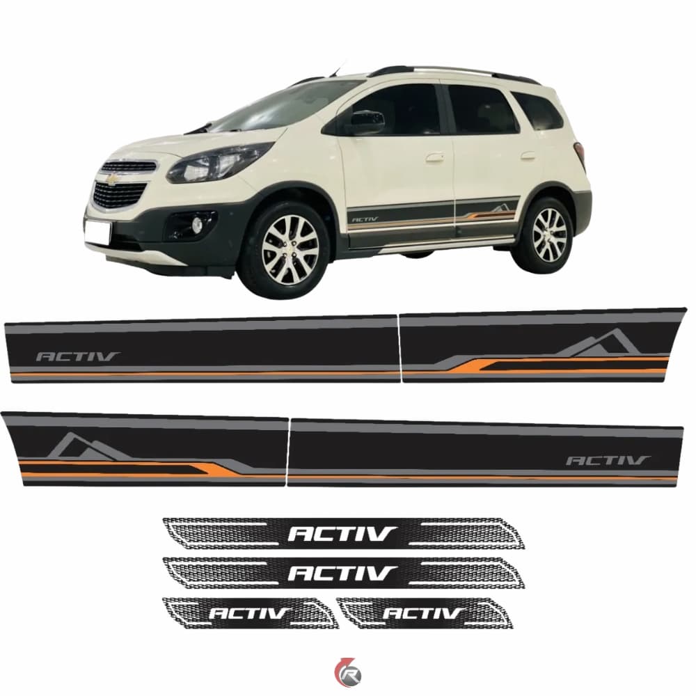 Adesivo Faixa Lateral Spin Activ 2014 A 2018 + Soleira Porta