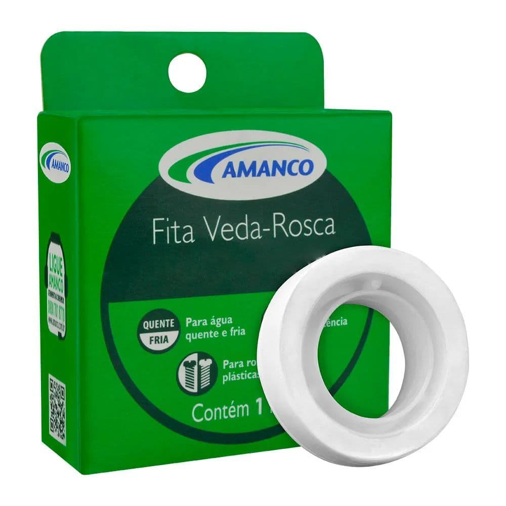 Fita Veda Rosca 18mm 10m Amanco Branca Encanamento