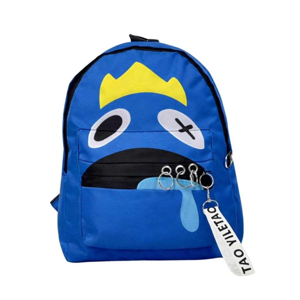 Mochila Escolar Grande Azul Estilo Babão Blue Rainbow Friends Alças de Costas Unissex