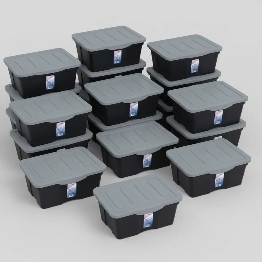 Kit 10 Caixas Organizadoras Multiuso C/ Tampa  Preta 5 L 25468PM Arqplast