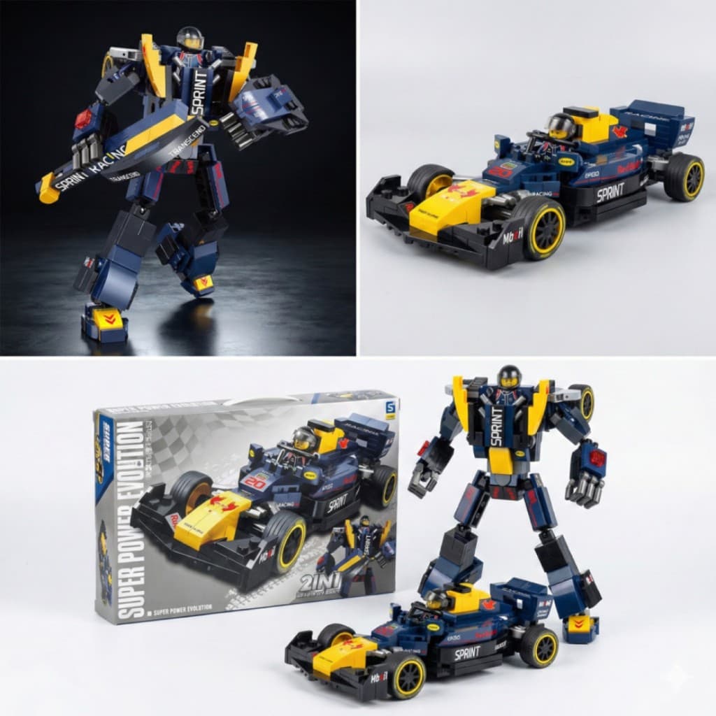 Brinquedo De Montar 2 Em 1 Carro Corrida E Robô Combate Super Power Evolution 🏎️✨🤖🔥 top