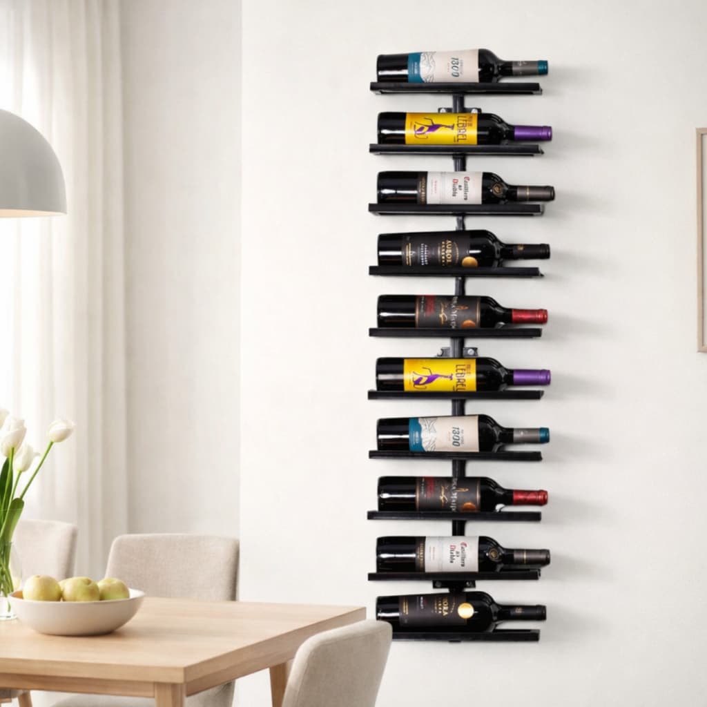 Adega de Parede Porta Vinho 10 Garrafas Preto Fosco + Buchas