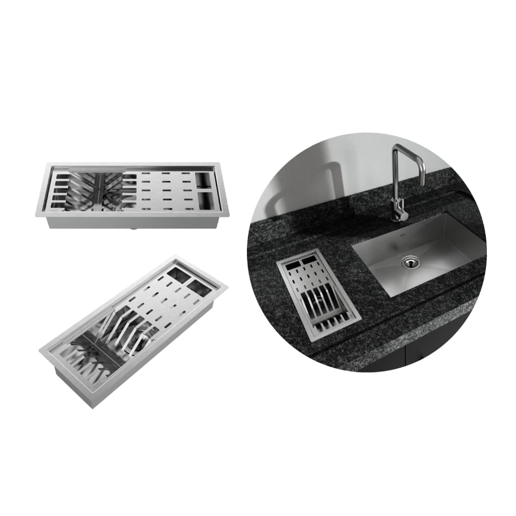 Escorredor De Louça Inox 43cm Sobrepor Banacada Embutido Calha Úmida