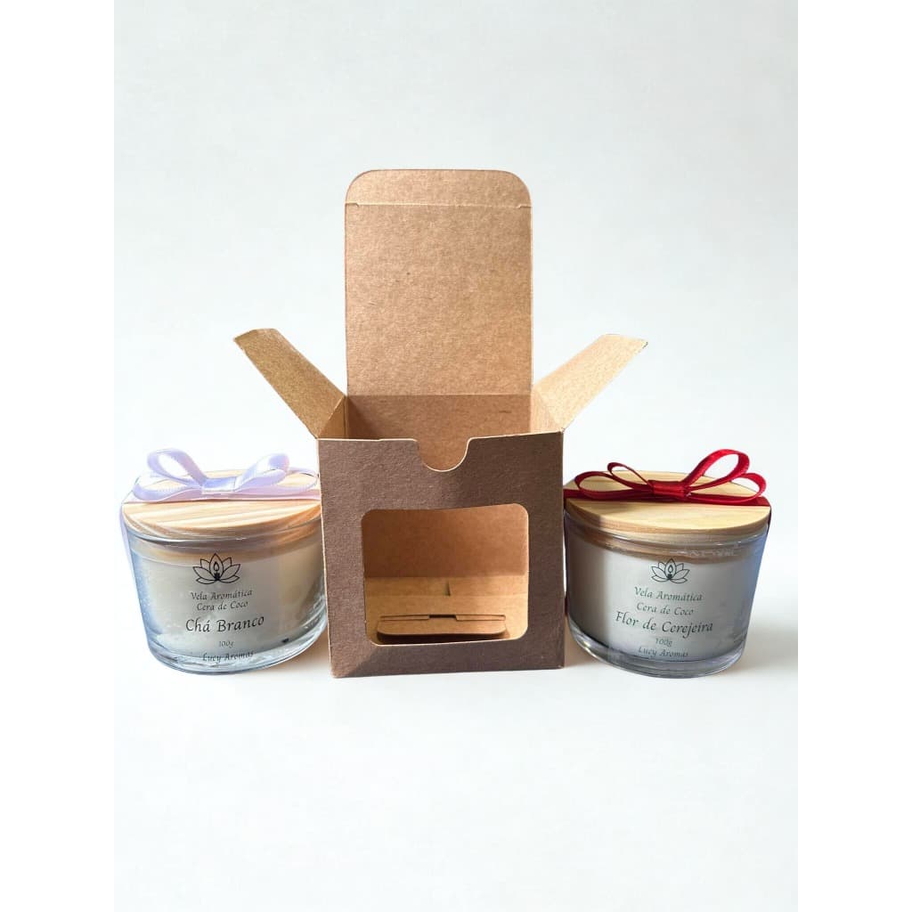 Caixas Para Velas Aromáticas com Visor e Acetato para Pote Patê A6,5xL7,5xP7,5