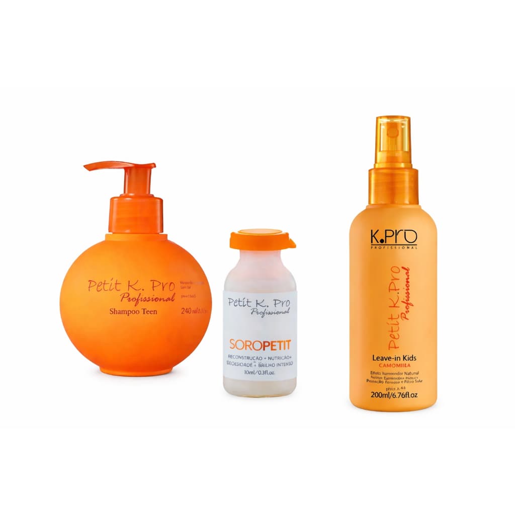 Kit Shampoo Petit 240ml + Ampola Soro Petit 10ml + Petit Leave-in Camomila 200ml - Kpro