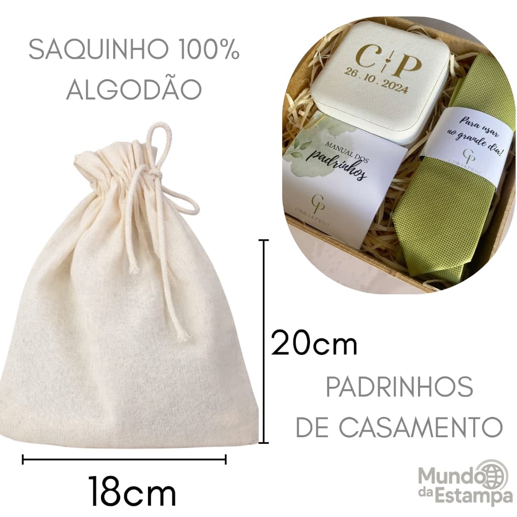KIT SAQUINHO ALGODÃO CRU LISO SACOLINHAS PADRINHOS EMBALAR BRINDES LEMBRANCINHAS