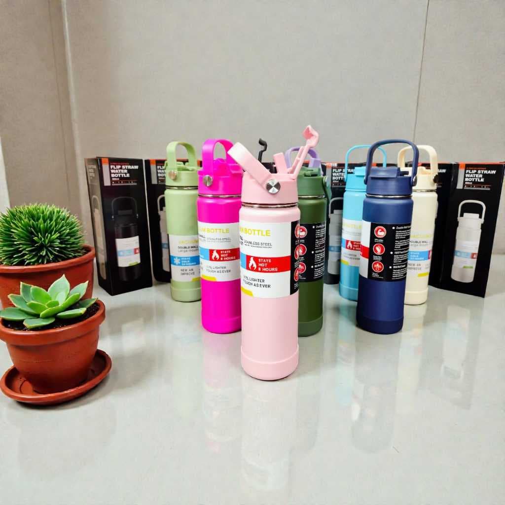 Garrafa De Água Térmica Inox 800ml com Alça Portátil – Mantém Quente e Frio Compacta e Antivazamento