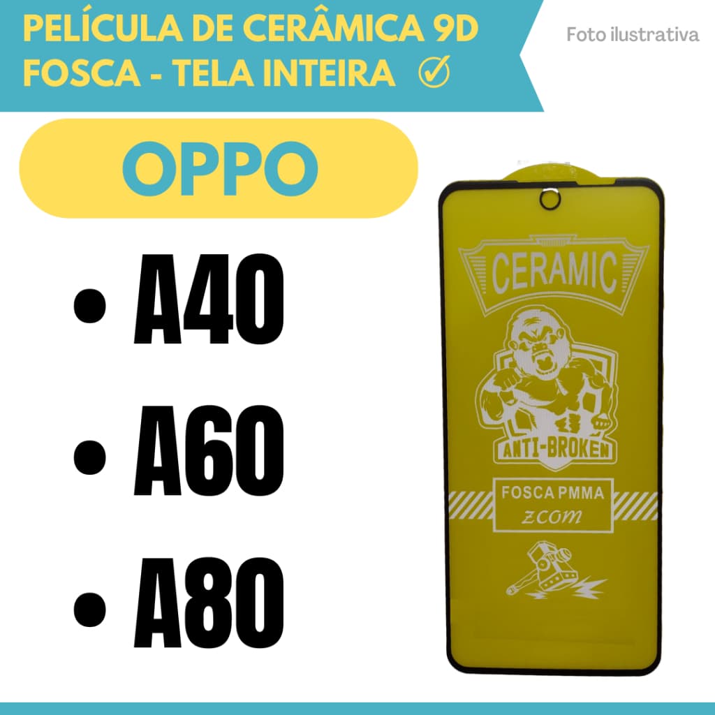Película Fosca Cerâmica Flexível Para OPPO A40 / A60 / A80 / Protetor de Tela Inteira 9D