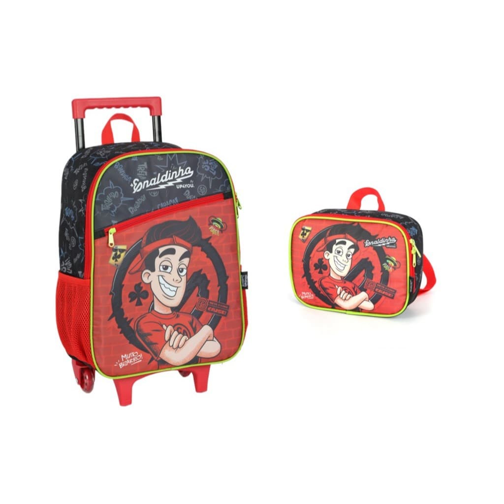 Kit Mochila Rodinha Enaldinho Careta com Lancheira 2026 Vermelho