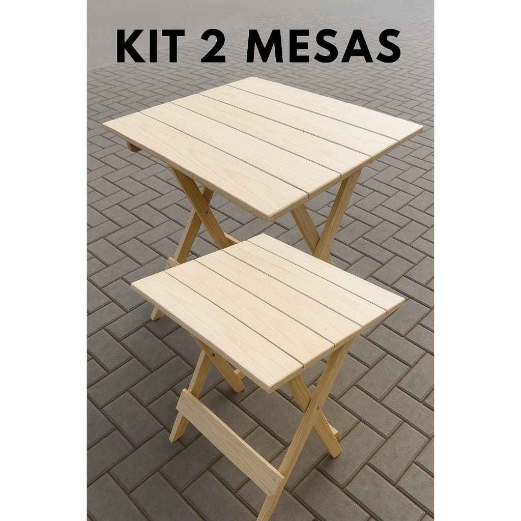 Kit 2 Mesas de Bar Madeira Pinus 60x60x74cm Resistentes