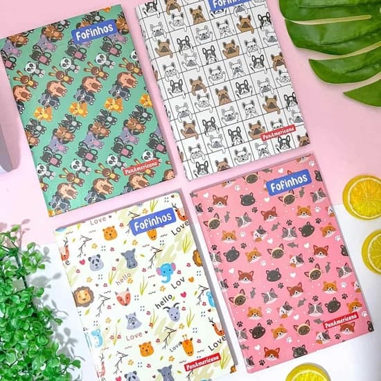 Caderno Brochura 1/4 Pautado Fofinhos 14 x 20 cm 96 Folhas - Panamericana