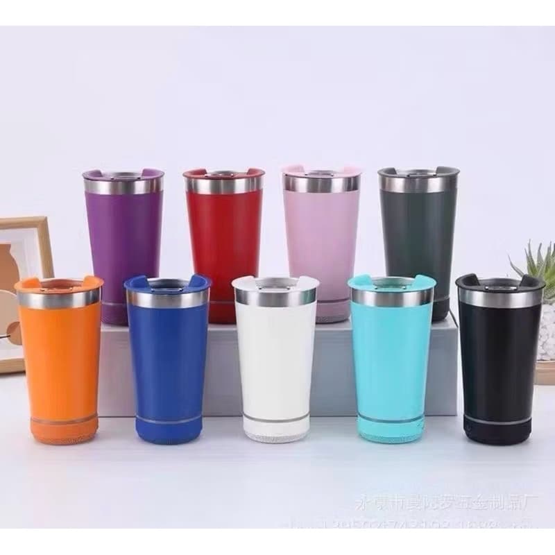 Copo Térmico 420ml Bluetooth Com Som Embutido + Tampa/Abridor