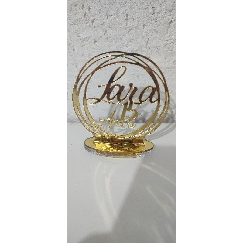 Topo de Bolo personalizado com seu nome e idade 15 anos ou a sua escolha acrílico Premium espelhado