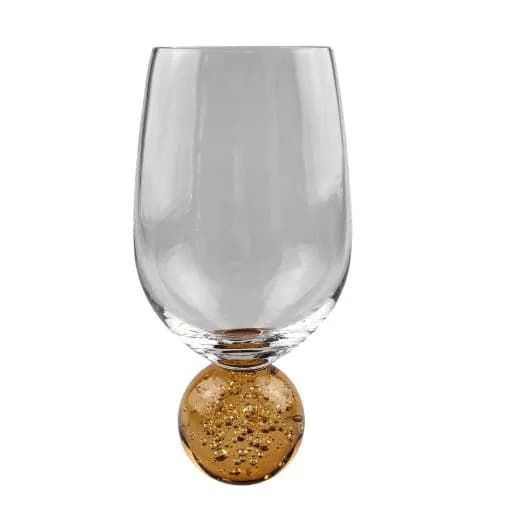 Taça de Vidro Orbe Mel com Base Esférica