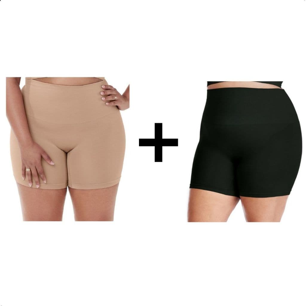 Kit Bermuda Modeladora Microfibra Sem Costura Plus Size Gestante Maternidade