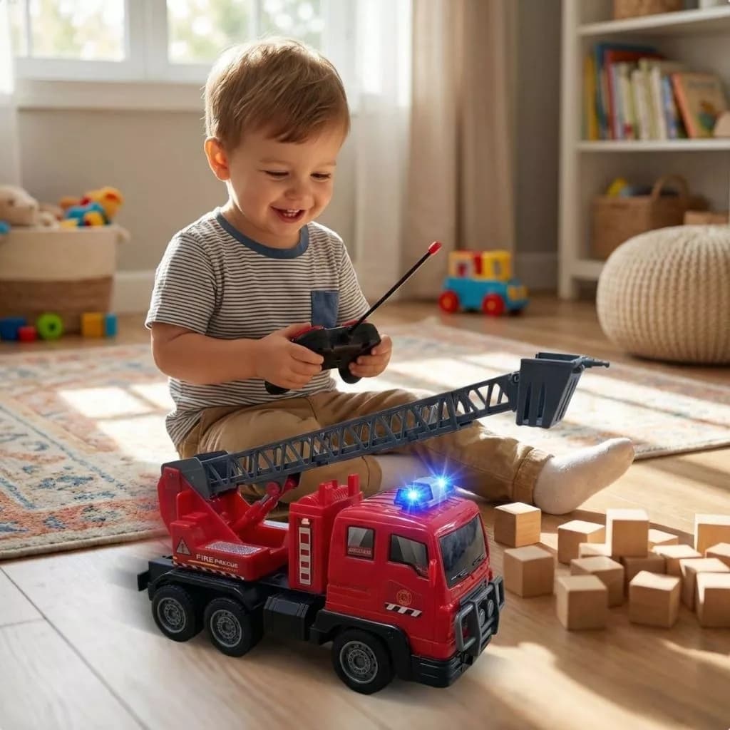 Caminhão Bombeiro de Brinquedo Infantil Controle Remoto Presente Vermelho Veiculo Criança Presente