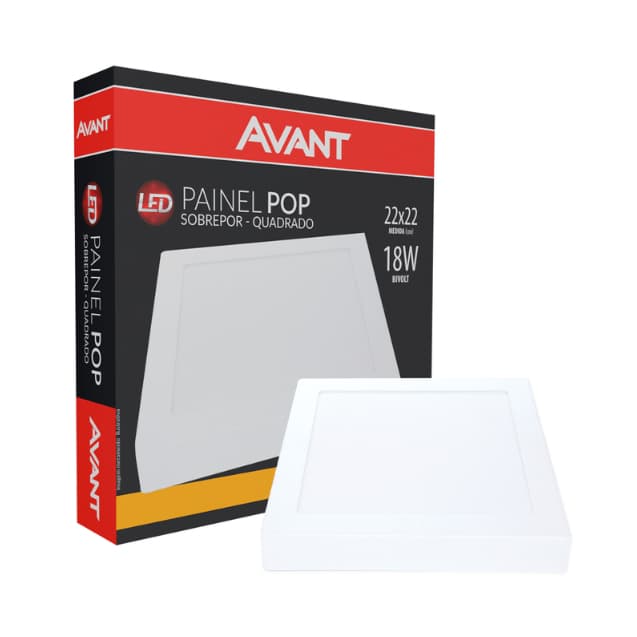 Plafón Led De Teto Avant Quadrado Sobrepor 18w Amarela 127/220v Branco