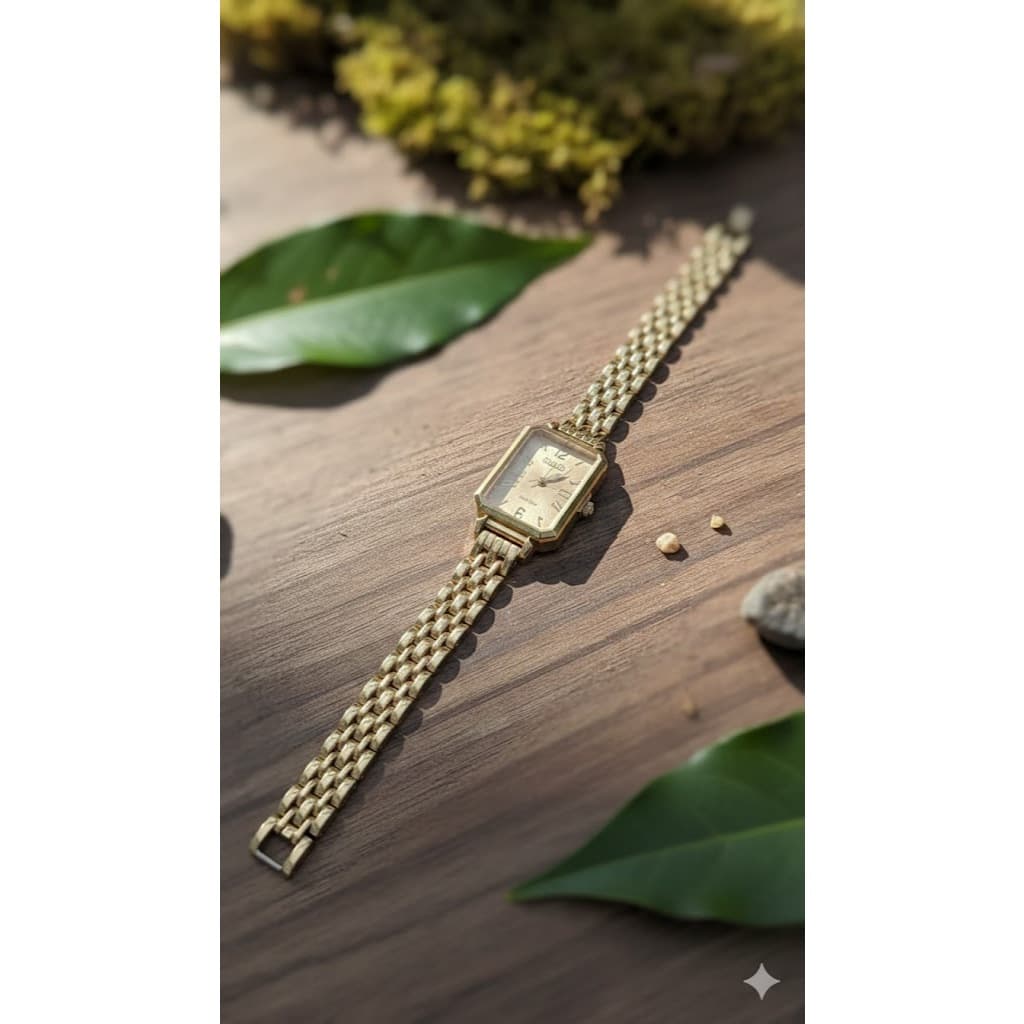 Relógio Quadrado Feminino Elegante De Aço-Design Retrô Fino Movimento De Quartzo 3242