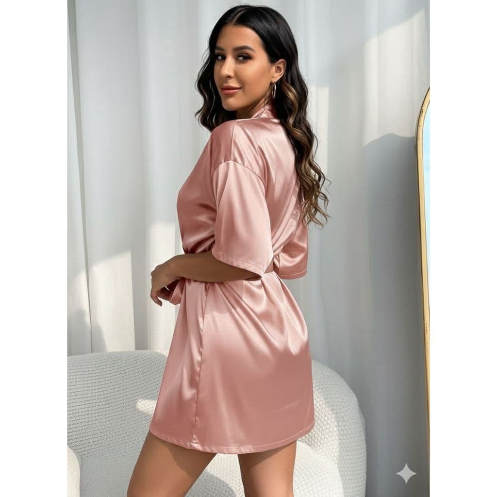 Robe de Cetim Rosa Feminino - Madrinha De Casamento
