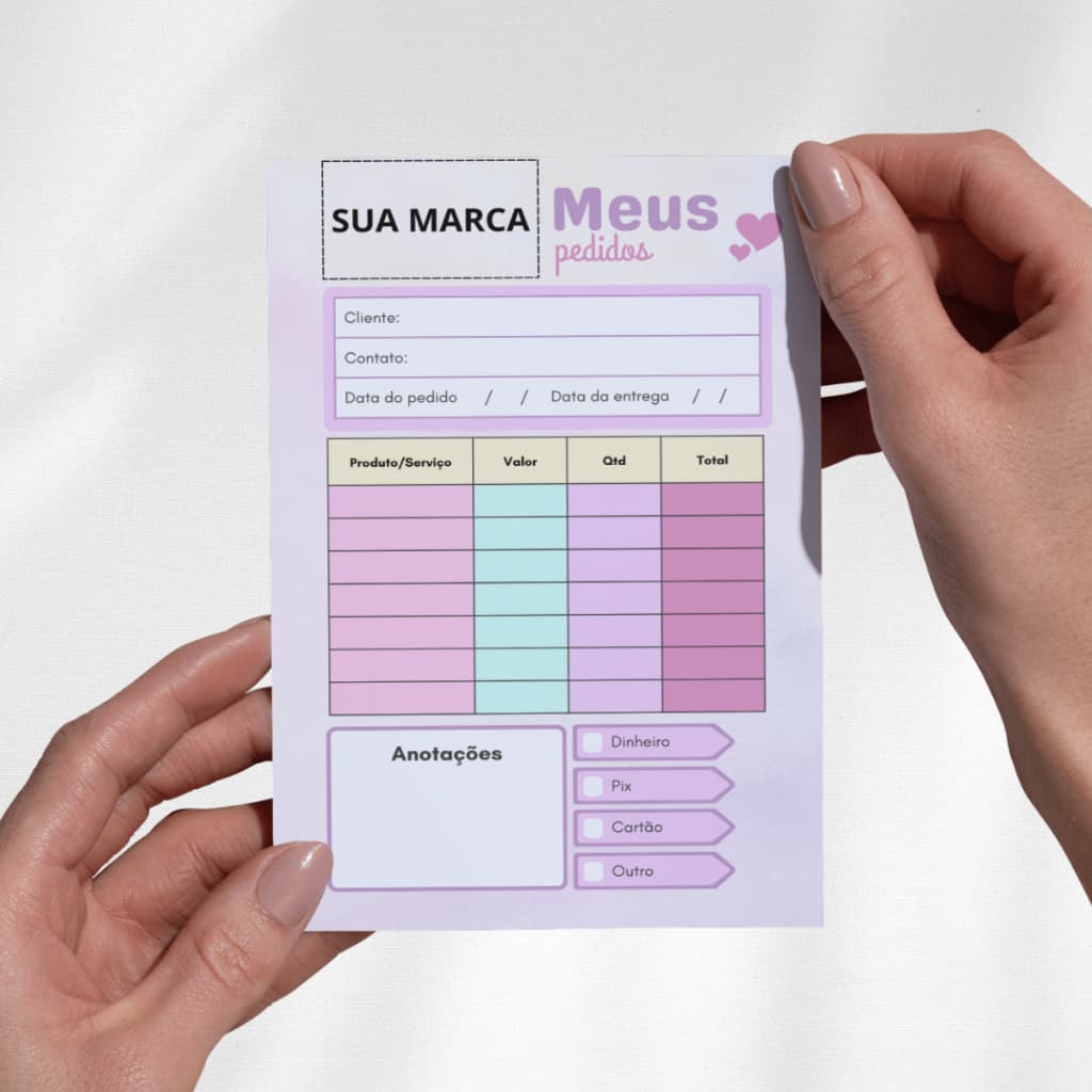 Bloco de Pedidos Personalizado 14x20cm | Talão para Empresas com Logo